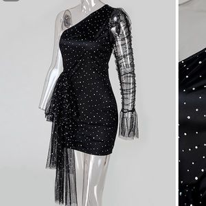 One Shoulder Black Dress
